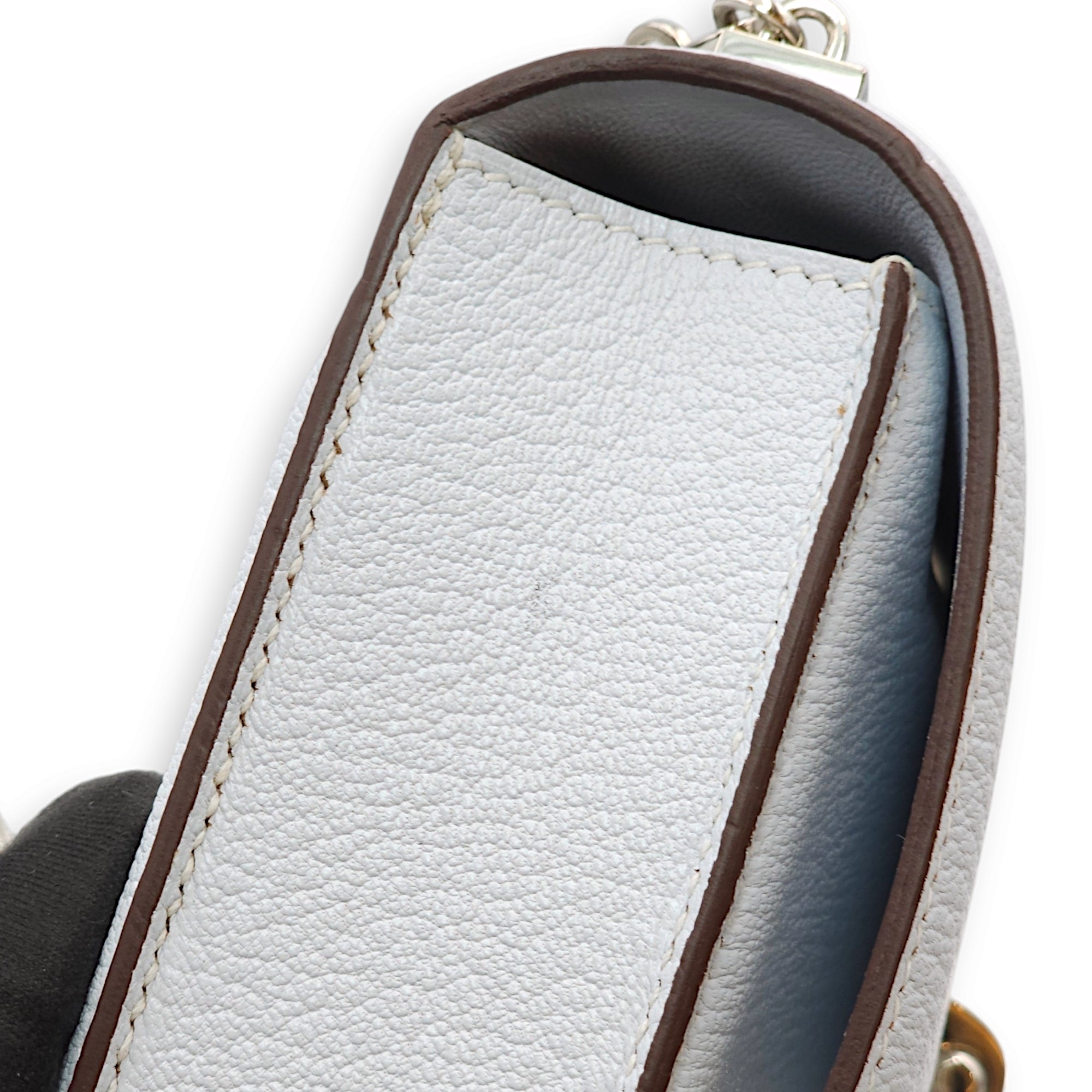 Verrou Chaine Mini Blue Brune in Chevre Leather, Palladium hardware