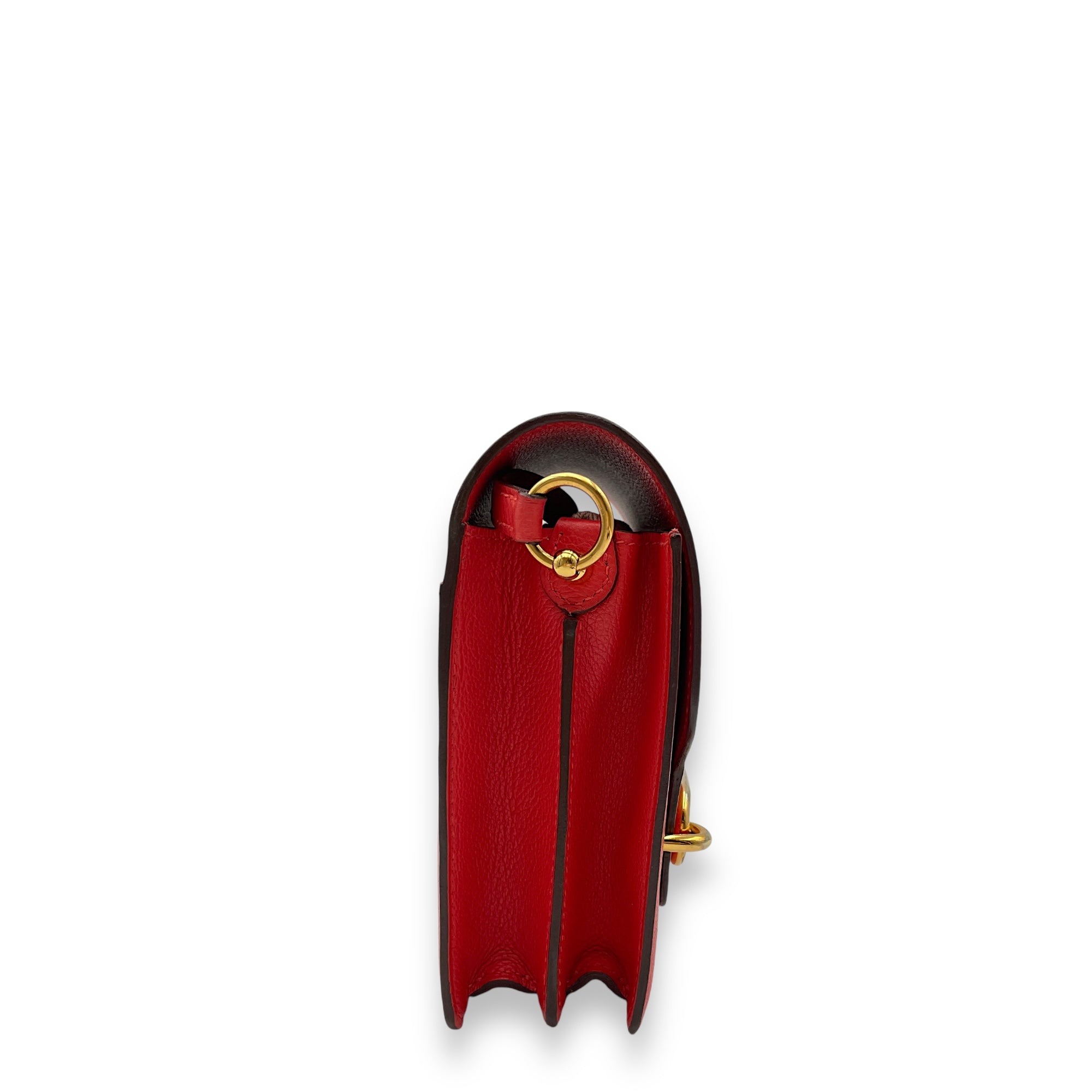 Roulis Mini Rouge Tomate in Evercolor, Gold hardware