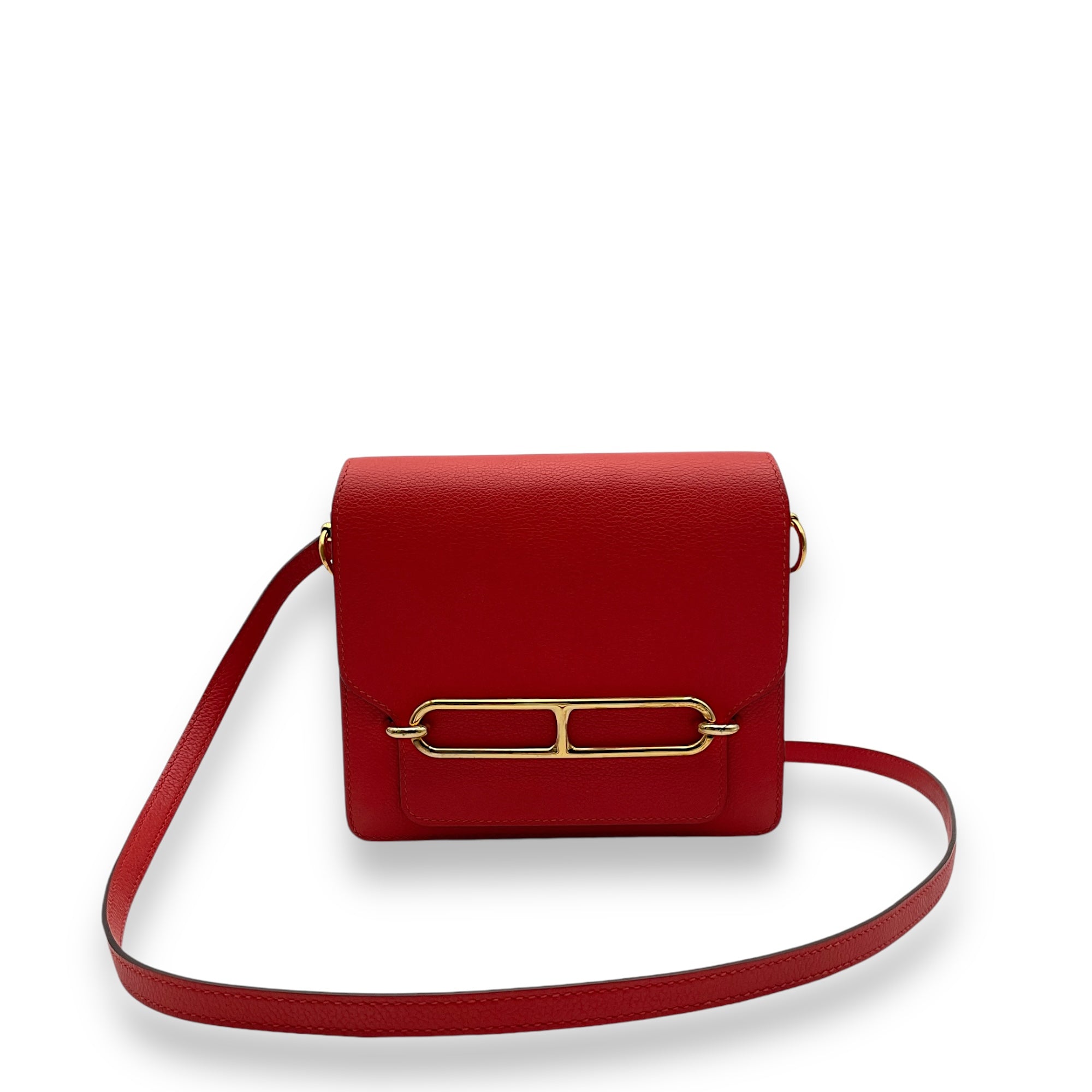 Roulis Mini Rouge Tomate in Evercolor, Gold hardware