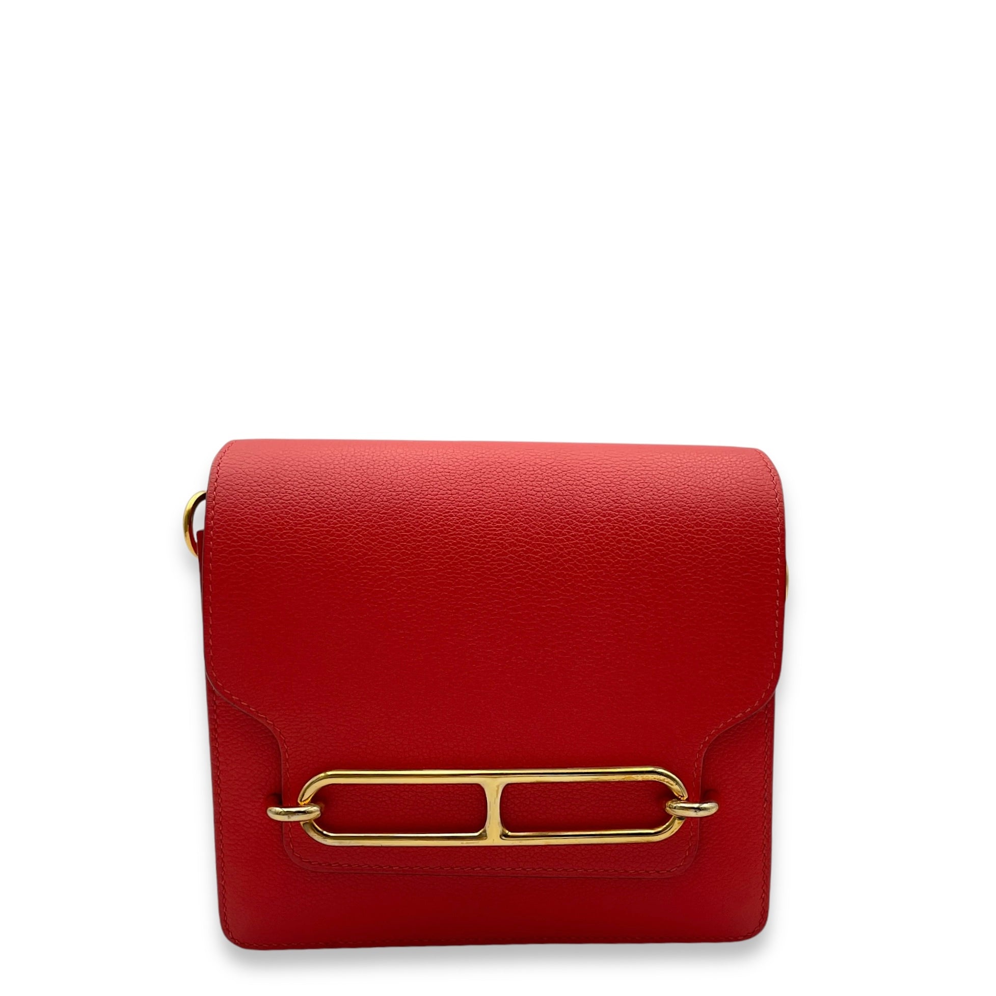 Roulis Mini Rouge Tomate in Evercolor, Gold hardware