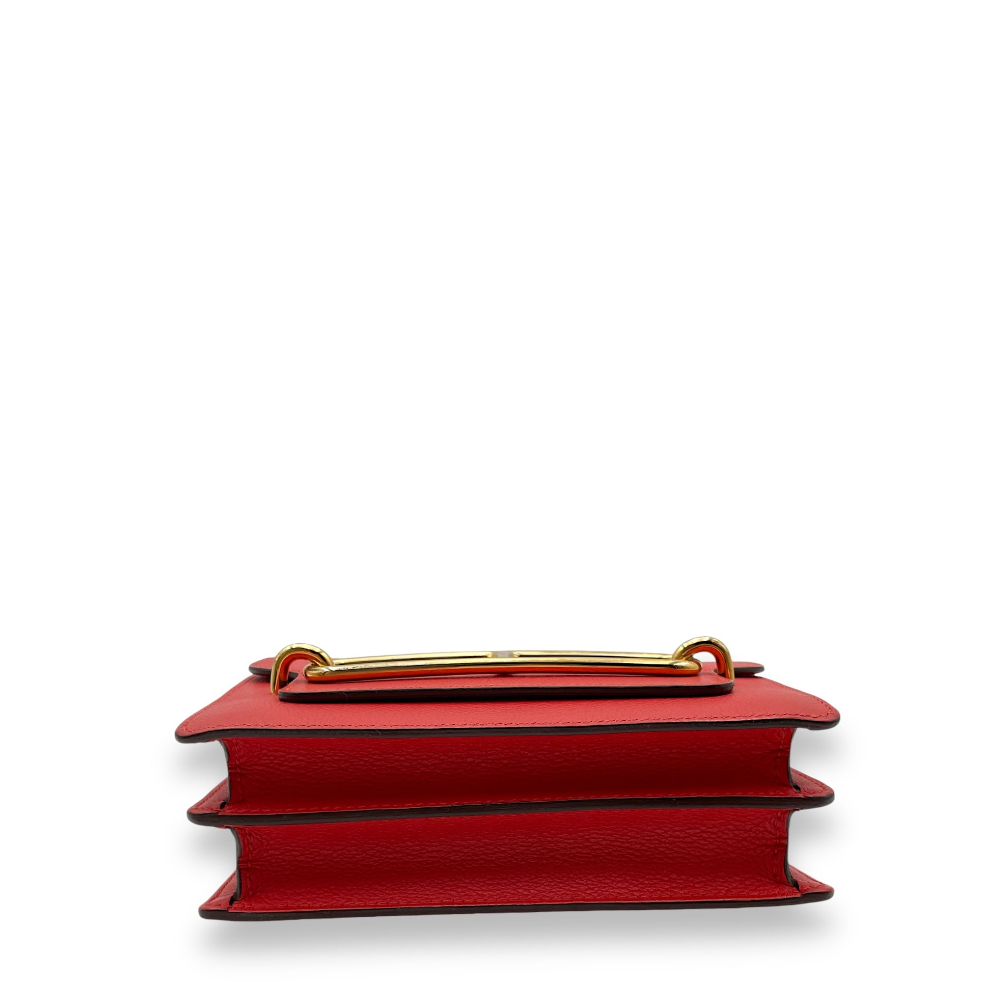 Roulis Mini Rouge Tomate in Evercolor Gold hardware C112082 5