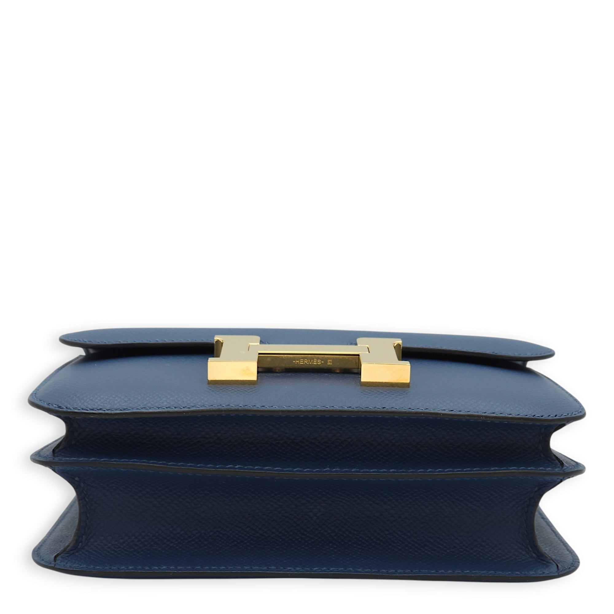 Constance 18 Deep Blue in Epsom, Gold hardware