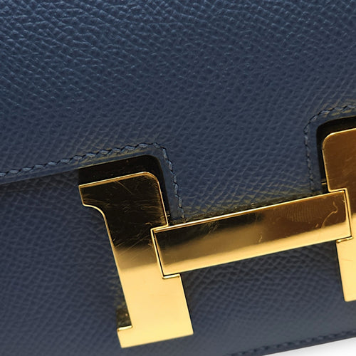 Constance 18 Deep Blue in Epsom, Gold hardware