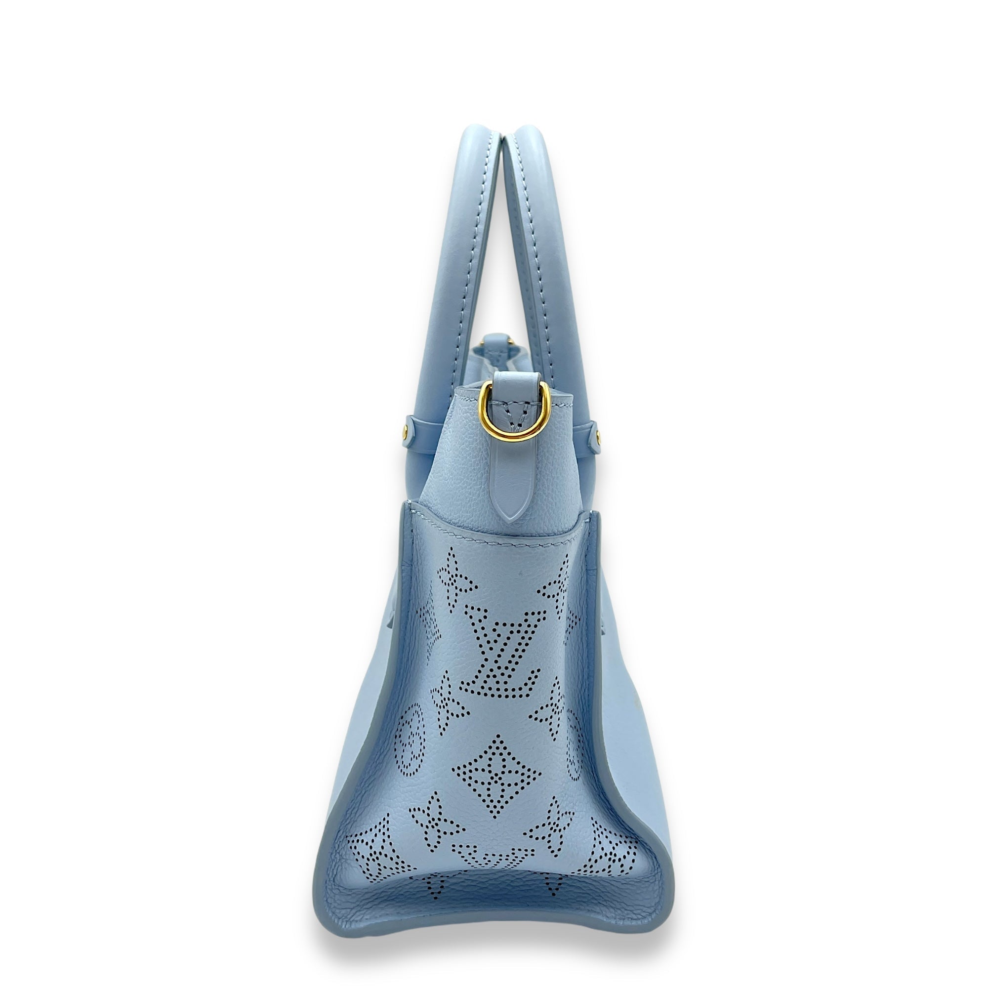 On My Side PM Blue Top Handle Bag in Calfskin Gold hardware CL2408-4432 3