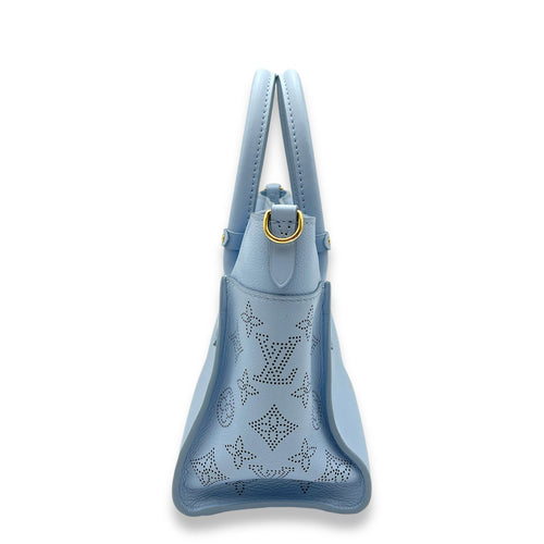 On My Side PM Blue Top Handle Bag in Calfskin Gold hardware CL2408-4432 3