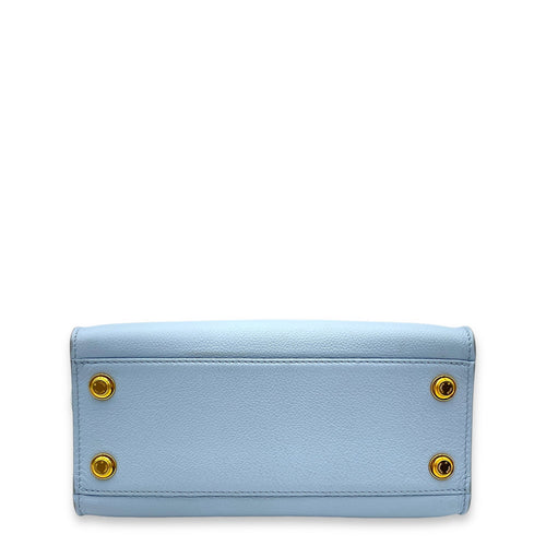 On My Side PM Blue Top Handle Bag in Calfskin Gold hardware CL2408-4432 5