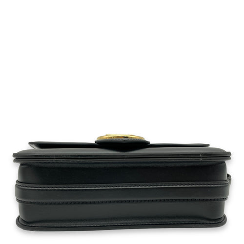 Pont 9 Black Shoulder Bag in Calfskin, Gold hardware