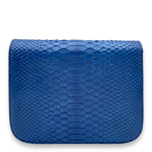 Box Medium Cobalt Shoulder Bag in Python Leather, Gold hardware