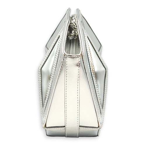 Midnight Swim Silver Clutch in Patent Leather, Palladium hardware