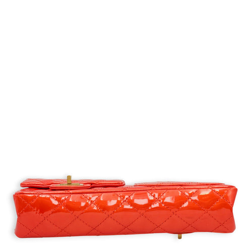 Reissue Double Pocket Red Clutch in Patent Leather, Gold hardware