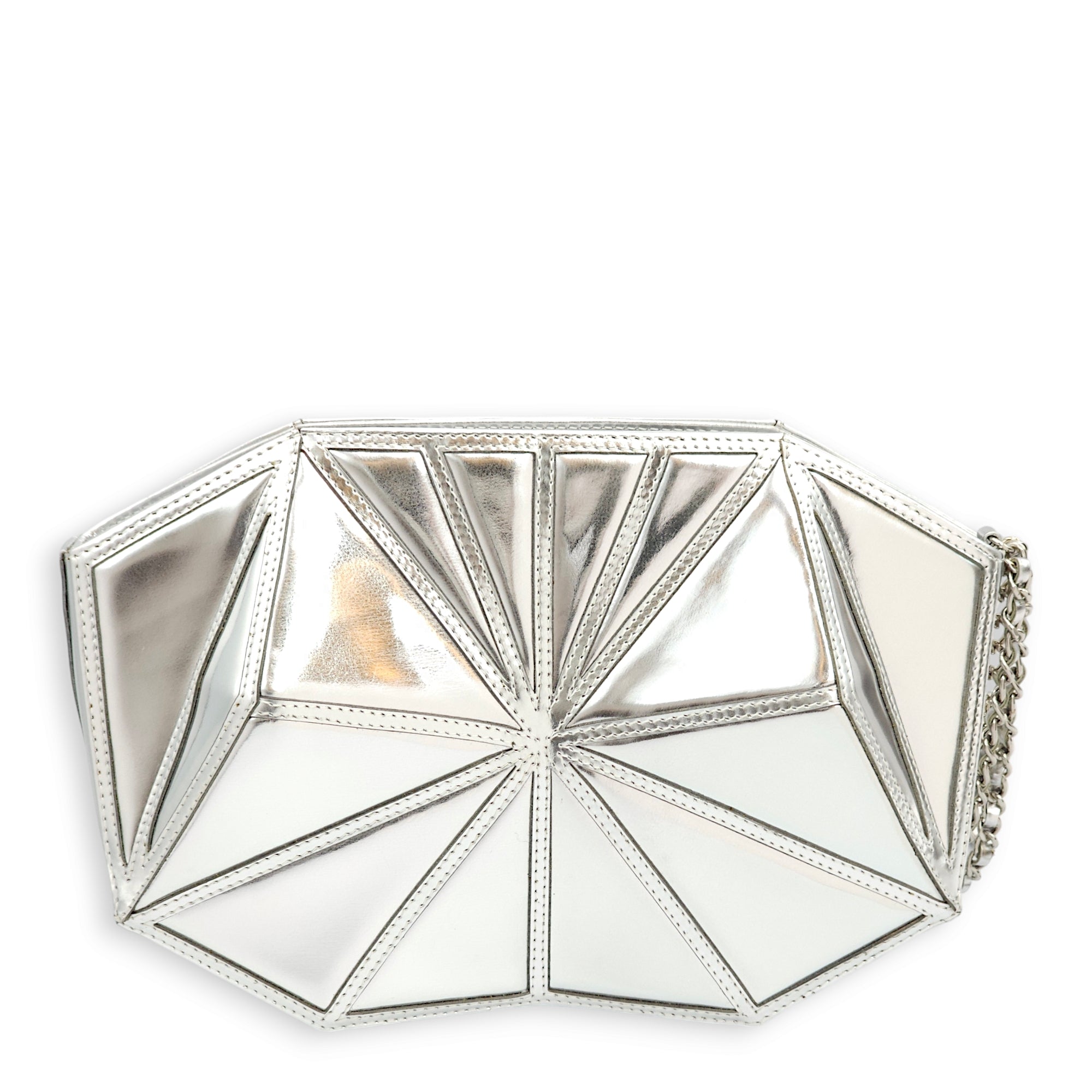 Midnight Swim Silver Clutch in Patent Leather, Palladium hardware