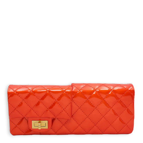 Reissue Double Pocket Red Clutch in Patent Leather, Gold hardware