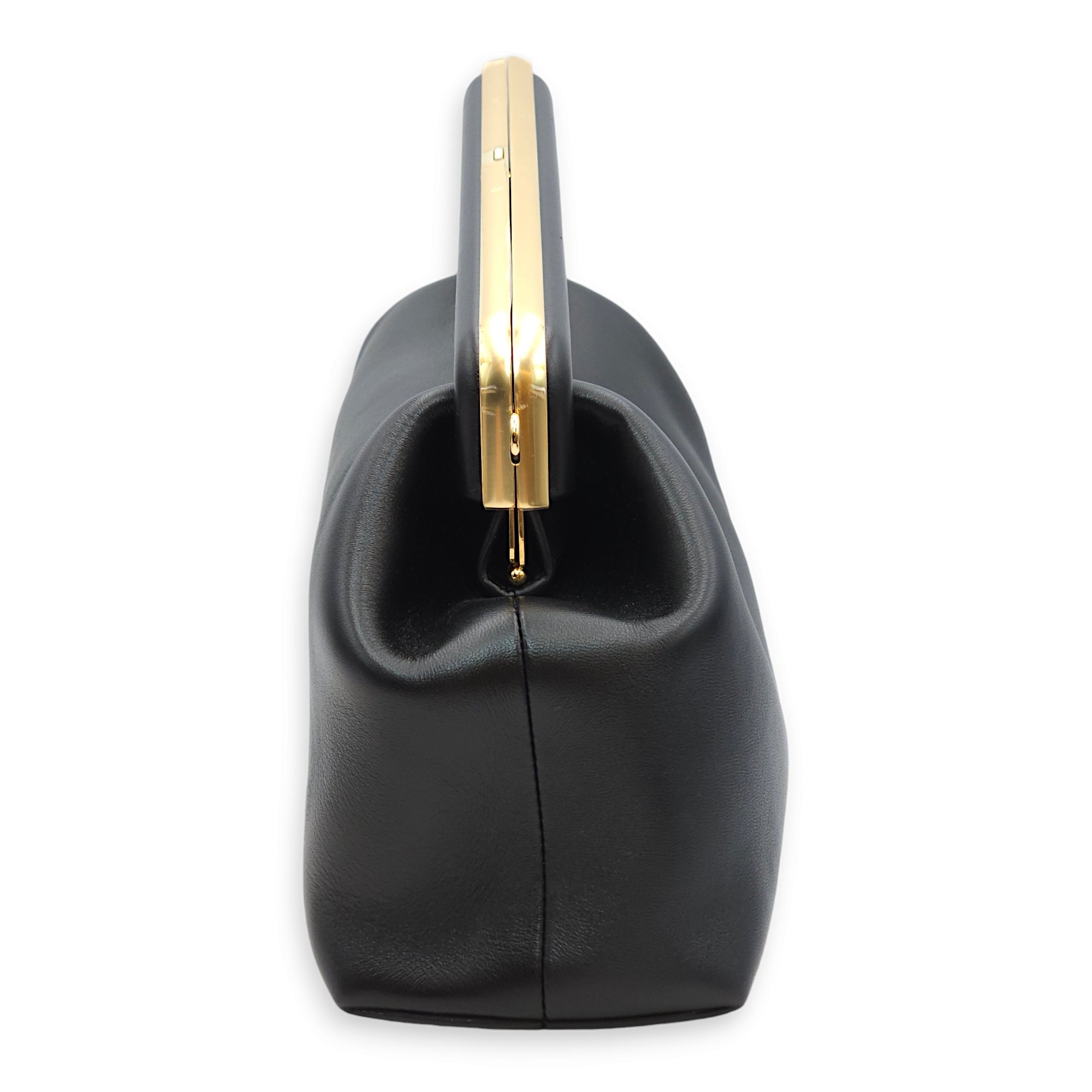 First Medium Black Shoulder Bag in Nappa Leather, Gold hardware