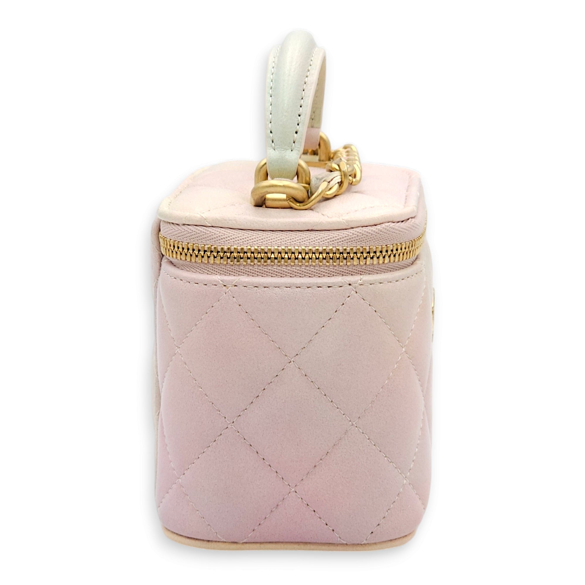 Vanity Mini Pink Crossbody Bag in Lambskin, Gold hardware