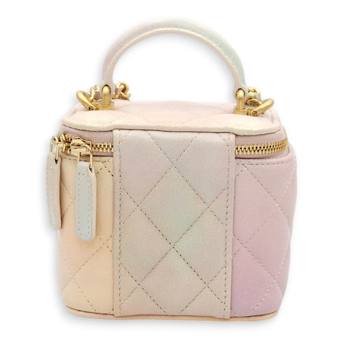 Vanity Mini Pink Crossbody Bag in Lambskin, Gold hardware