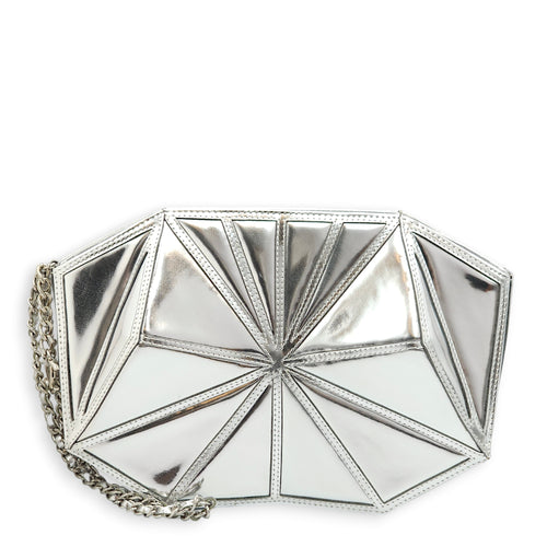 Midnight Swim Silver Clutch in Patent Leather, Palladium hardware