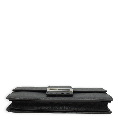 Selleria Baguette Black Clutch in Calfskin, Silver hardware