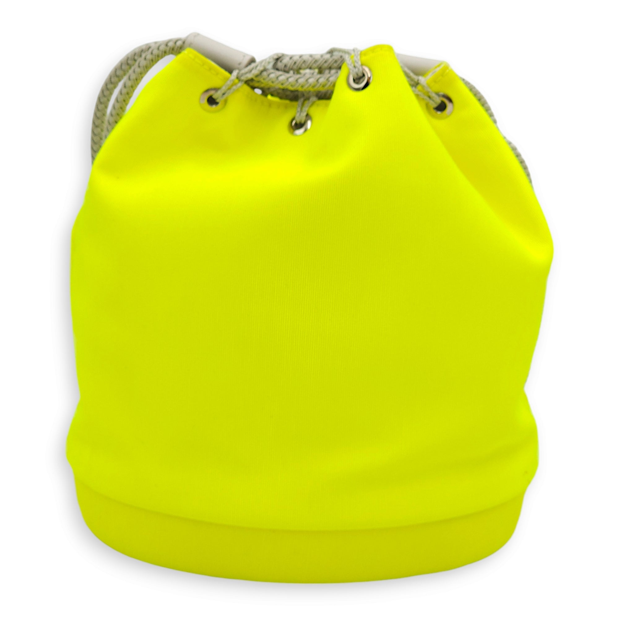 Marine Bucket Mini Yellow Crossbody Bag in Canvas, Lambskin, Silver hardware