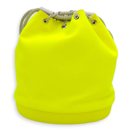 Marine Bucket Mini Yellow Crossbody Bag in Canvas, Lambskin, Silver hardware