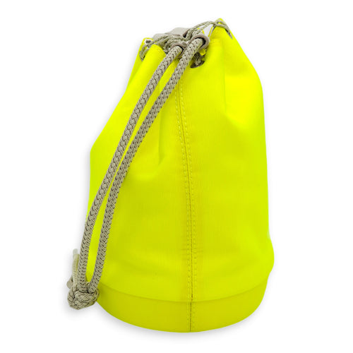 Marine Bucket Mini Yellow Crossbody Bag in Canvas, Lambskin, Silver hardware