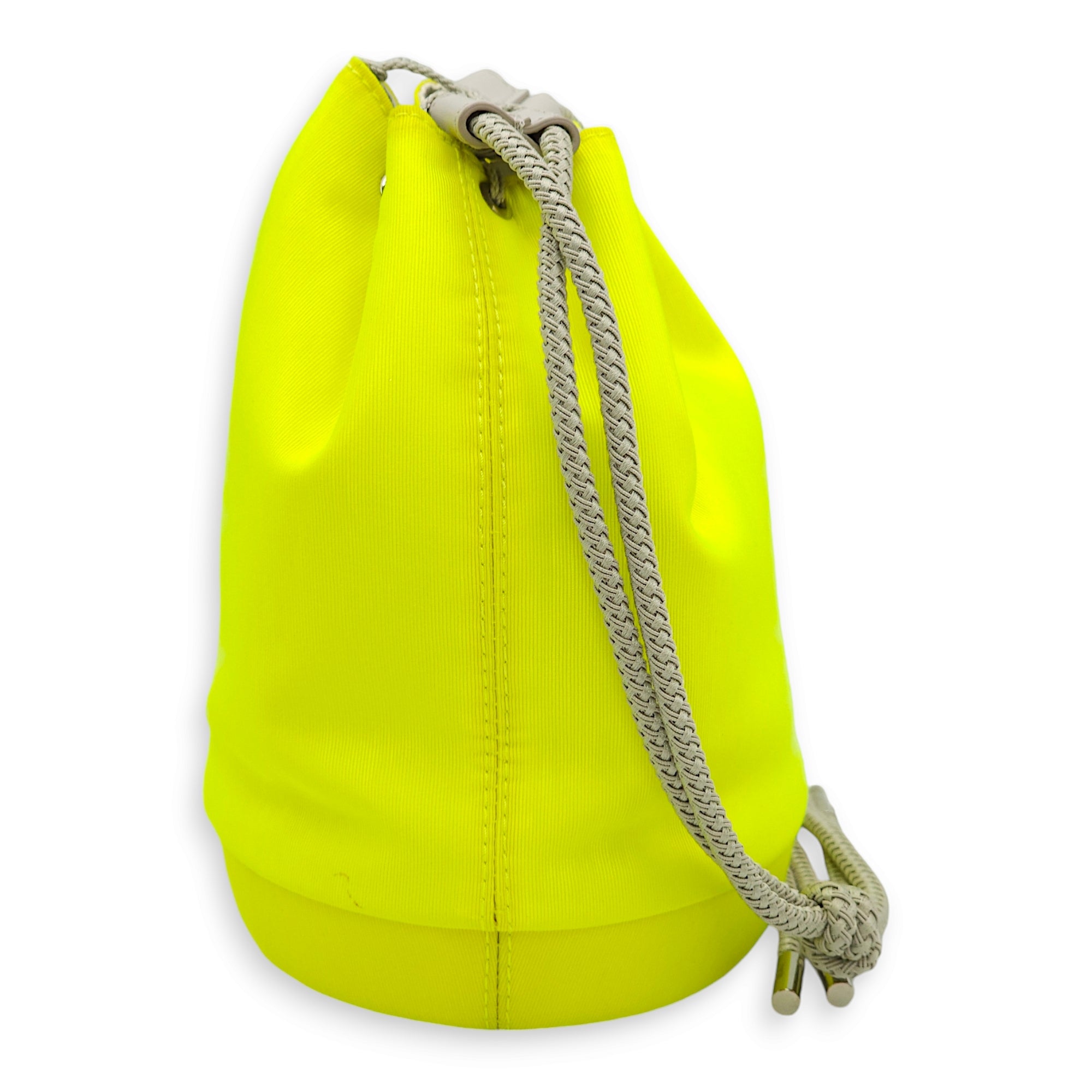 Marine Bucket Mini Yellow Crossbody Bag in Canvas, Lambskin, Silver hardware