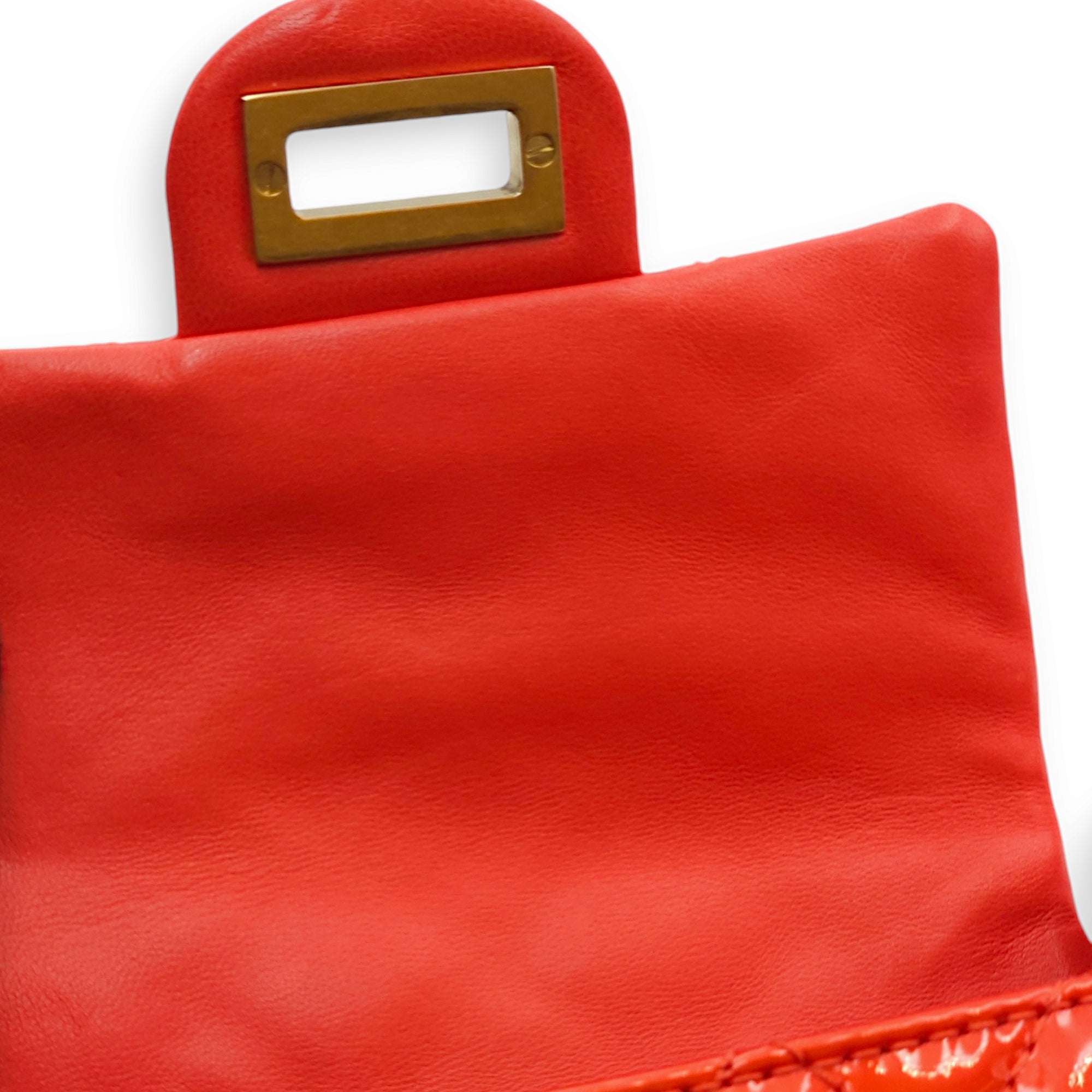 Reissue Double Pocket Red Clutch in Patent Leather, Gold hardware