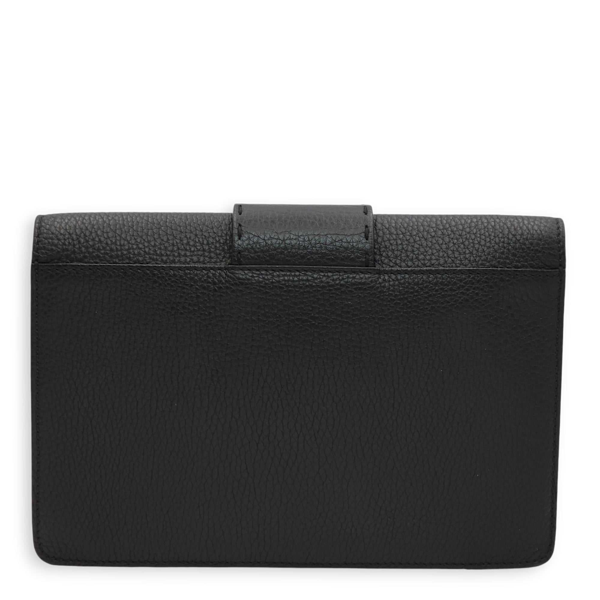 Selleria Baguette Black Clutch in Calfskin, Silver hardware