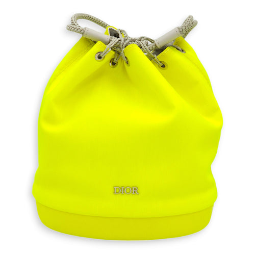 Marine Bucket Mini Yellow Crossbody Bag in Canvas, Lambskin, Silver hardware