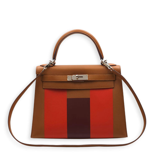 Sellier Kelly Letter H 28 Gold/Rouge H/Capucine in Epsom/Sombrero/Chevre Mysore Palladium hardware