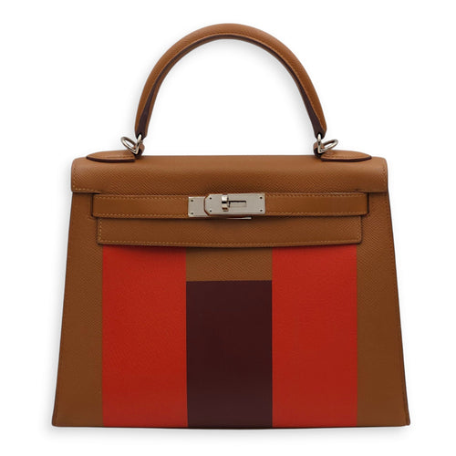 Sellier Kelly Letter H 28 Gold/Rouge H/Capucine in Epsom/Sombrero/Chevre Mysore Palladium hardware