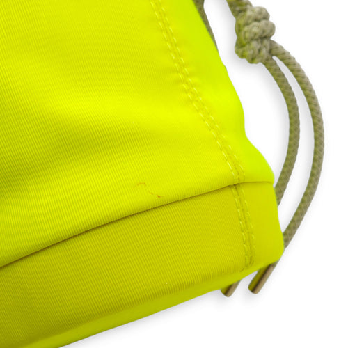 Marine Bucket Mini Yellow Crossbody Bag in Canvas, Lambskin, Silver hardware