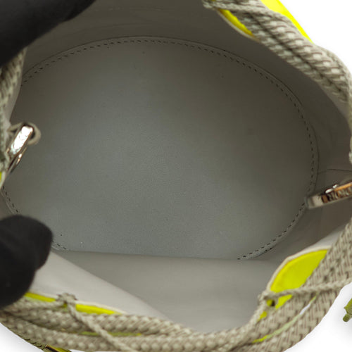 Marine Bucket Mini Yellow Crossbody Bag in Canvas, Lambskin, Silver hardware