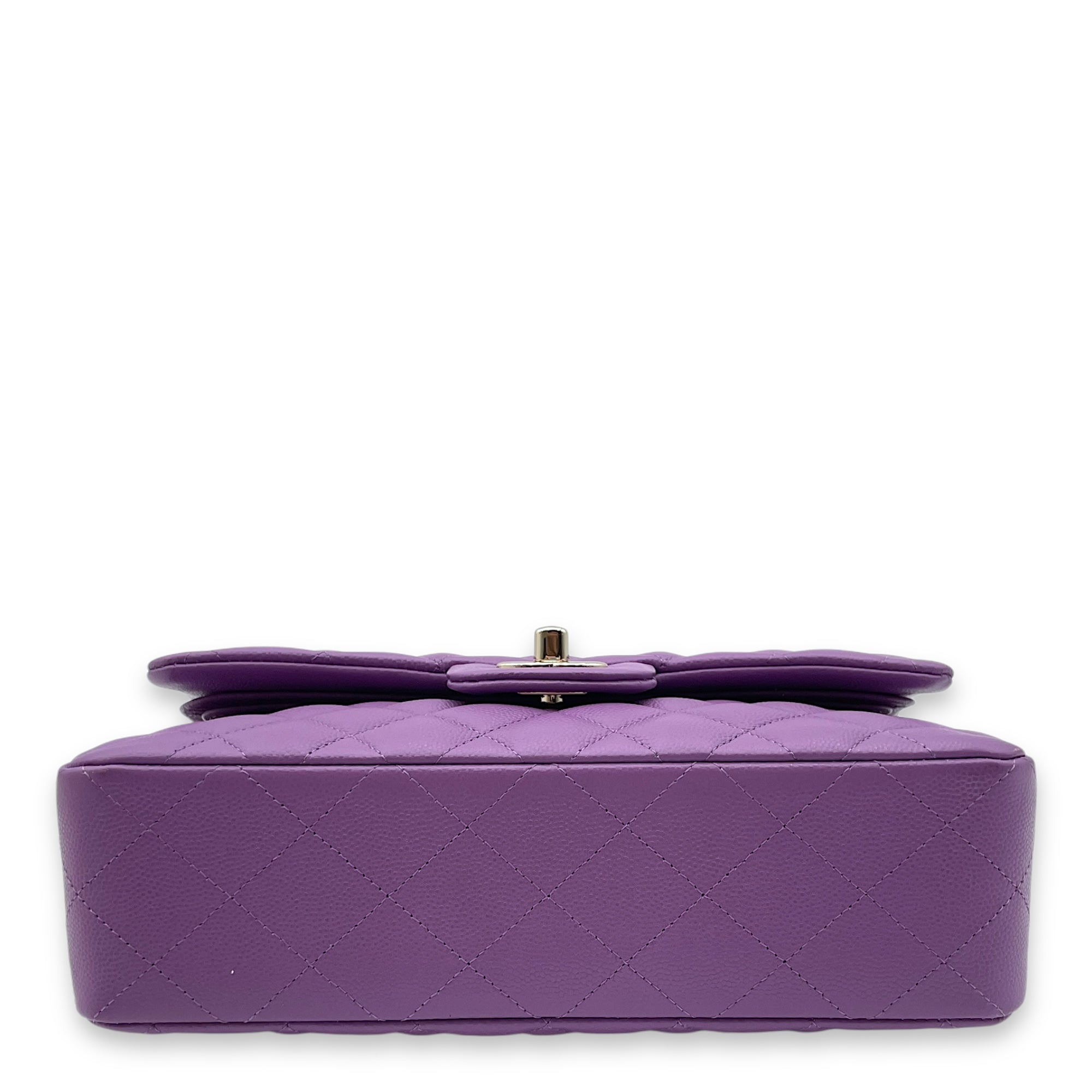 Classic Double Flap Small Purple Shoulder Bag in Caviar, Gold hardware