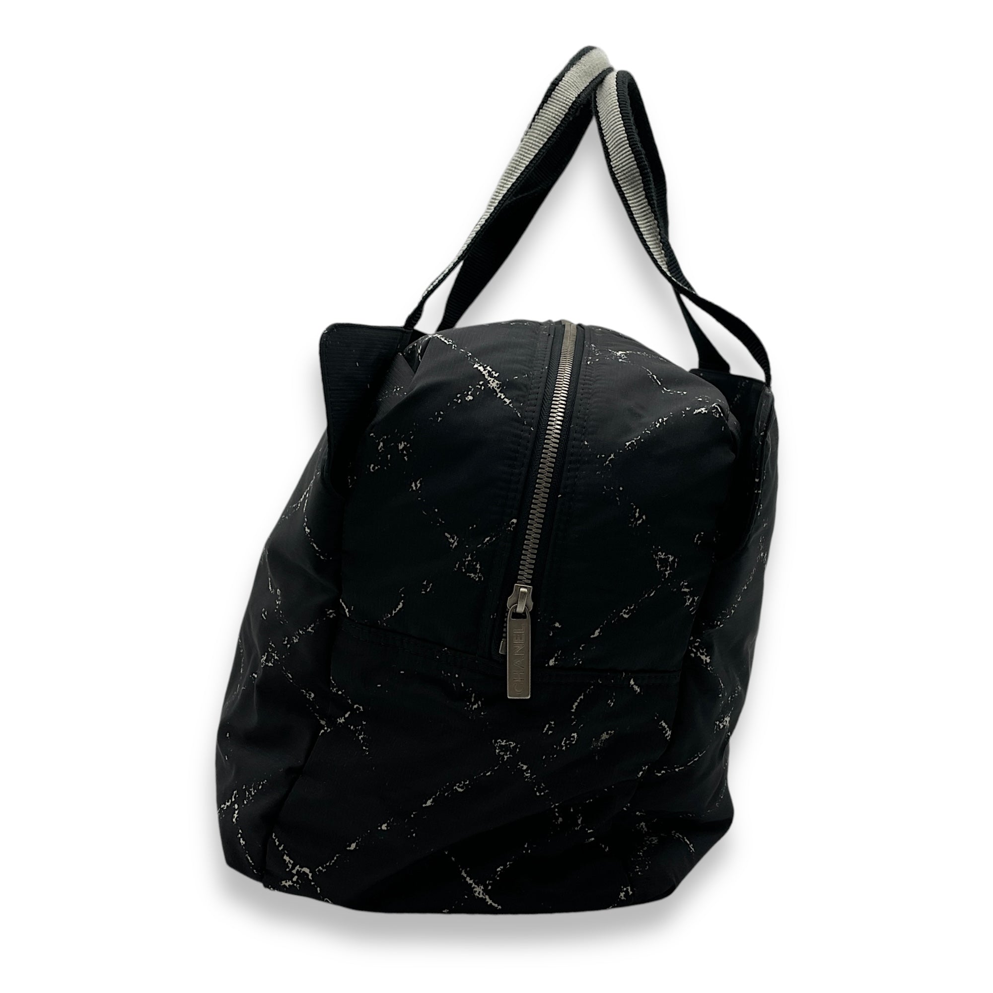 Quilted by the Sea Black/White Tote Bag in Nylon, Palladium hardware