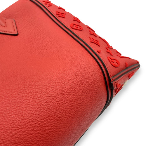 W Red Tote Bag in Calfskin, Palladium hardware