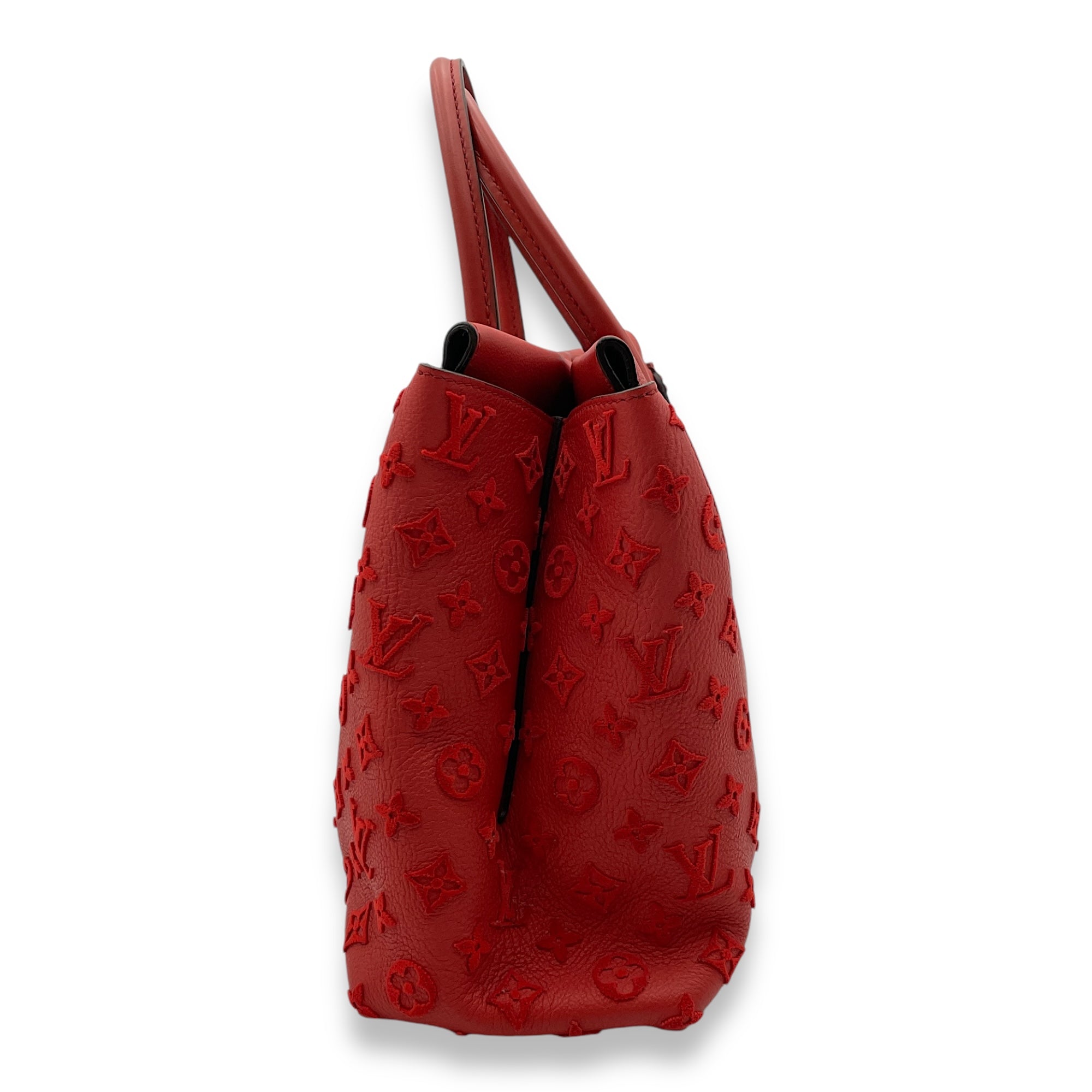 W Red Tote Bag in Calfskin, Palladium hardware