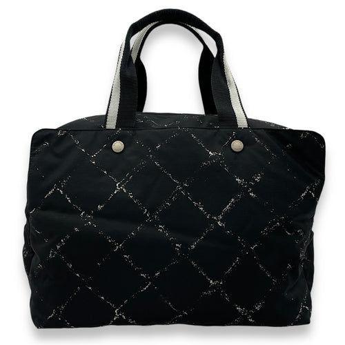 Quilted by the Sea Black/White Tote Bag in Nylon, Palladium hardware