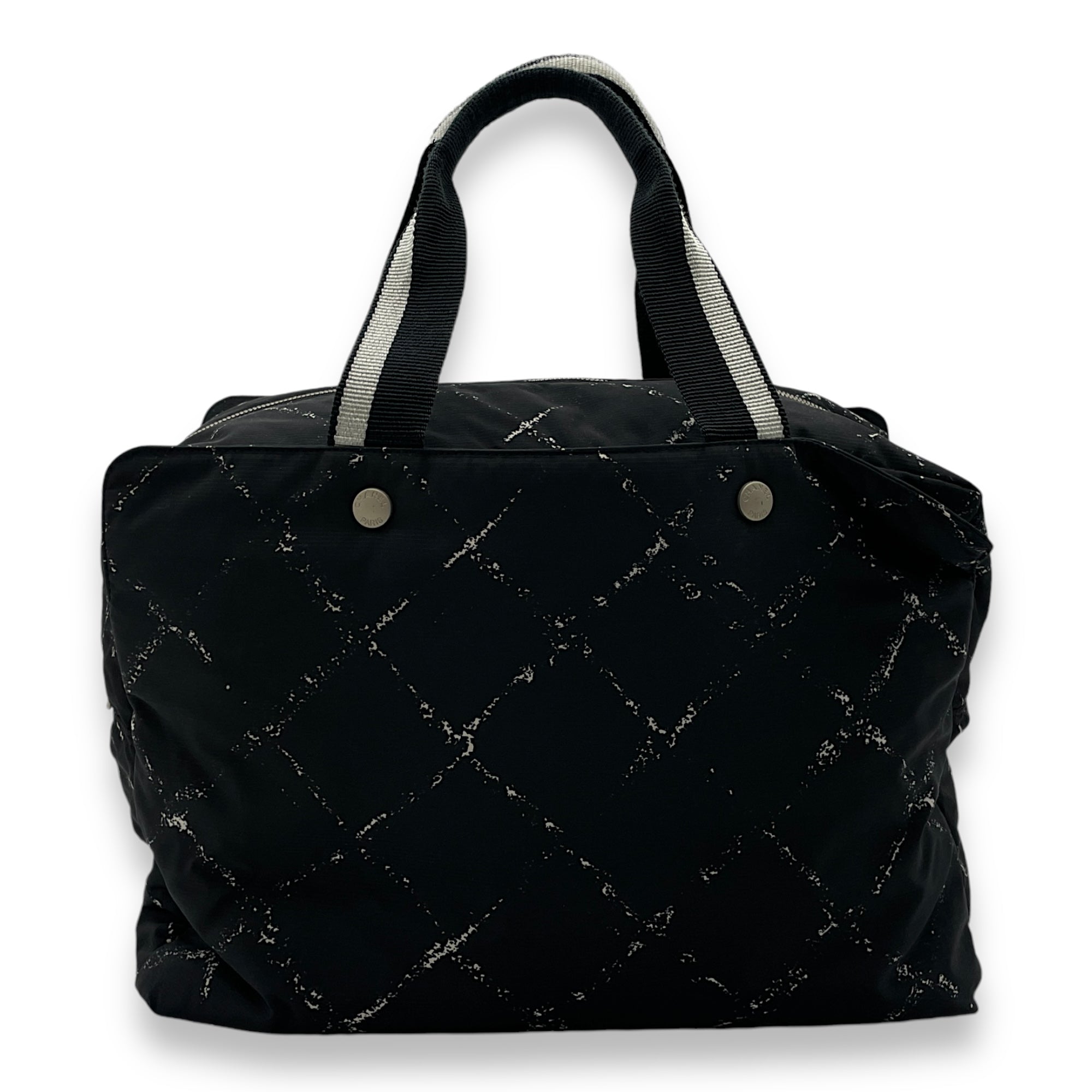 Quilted by the Sea Black/White Tote Bag in Nylon, Palladium hardware