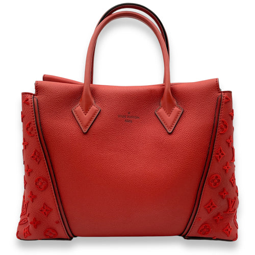 W Red Tote Bag in Calfskin, Palladium hardware