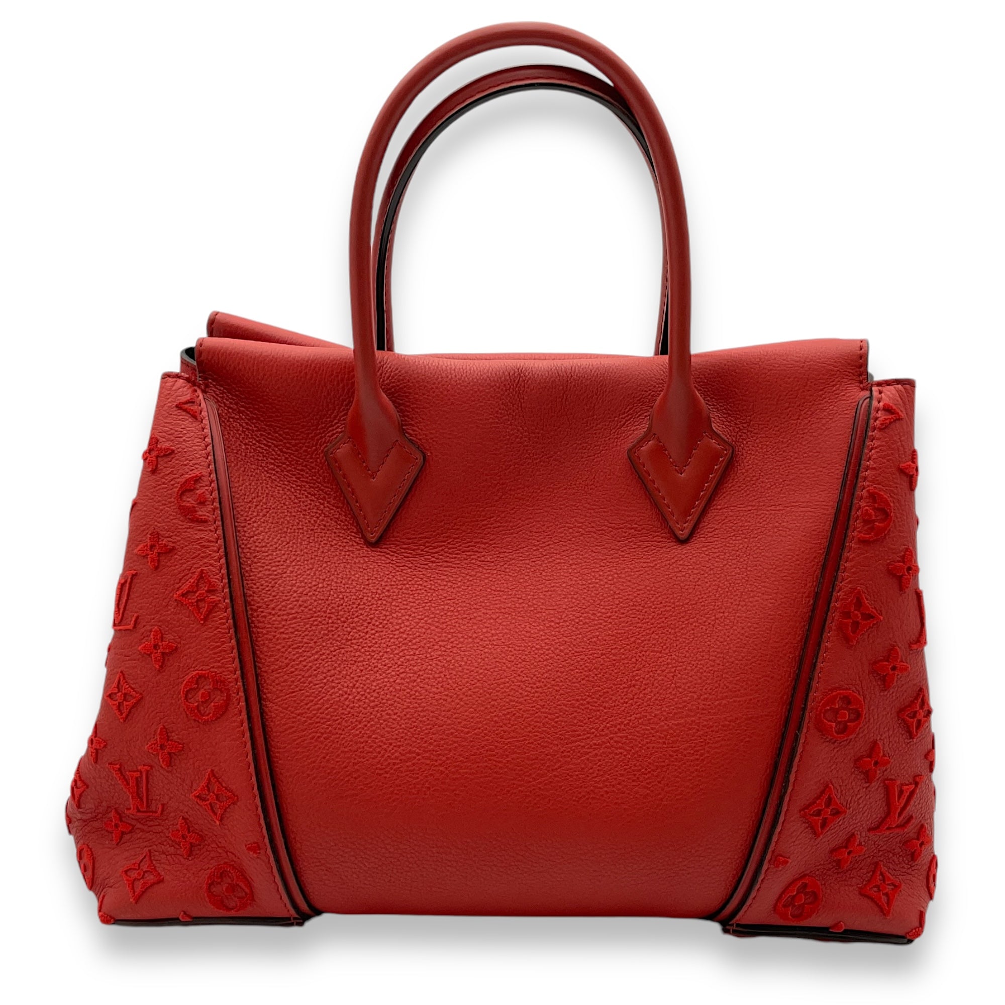 W Red Tote Bag in Calfskin, Palladium hardware