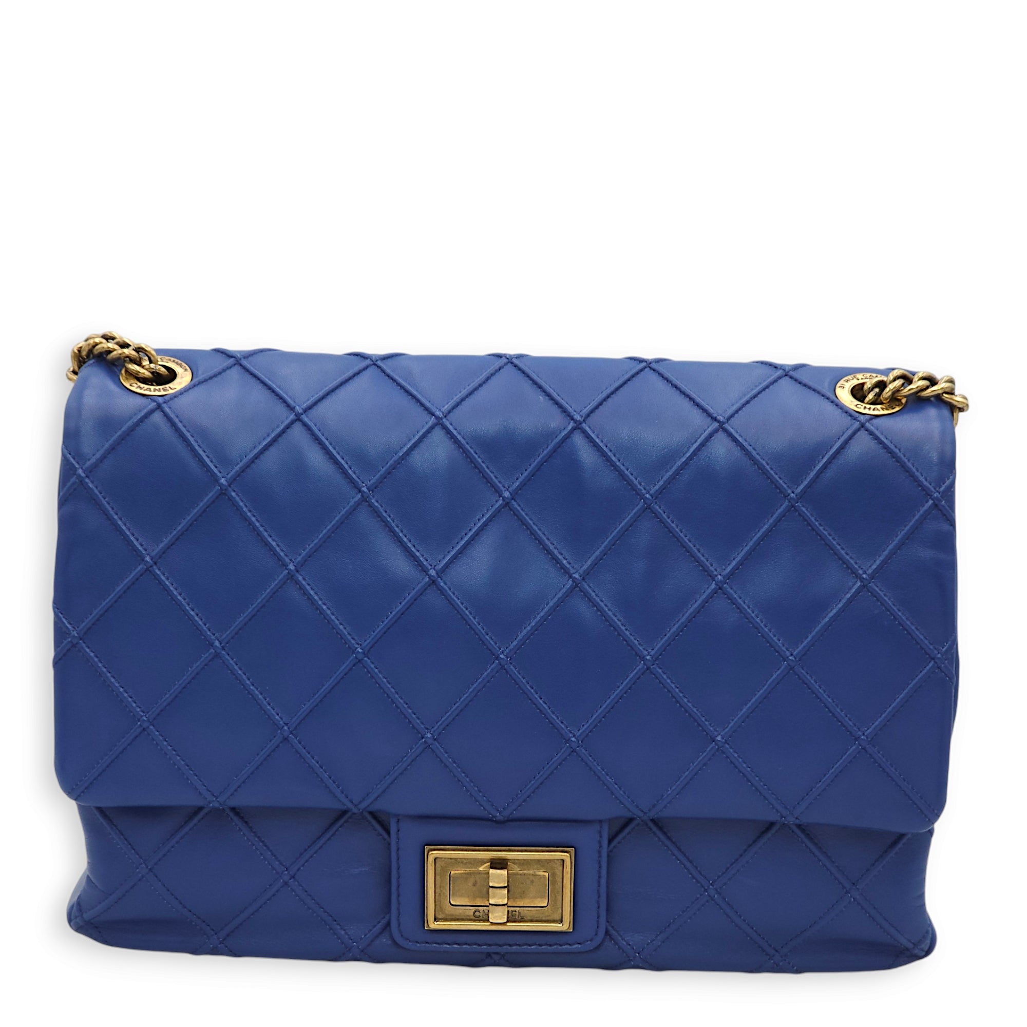 Seasonal Reissue Flap Royal Blue Shoulder Bag in Lambskin, Gold hardware