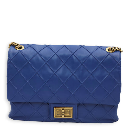 Seasonal Reissue Flap Royal Blue Shoulder Bag in Lambskin, Gold hardware