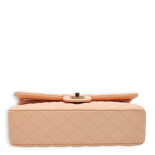 Classic Double Flap Medium Salmon Pink Shoulder Bag in Caviar, Gold hardware