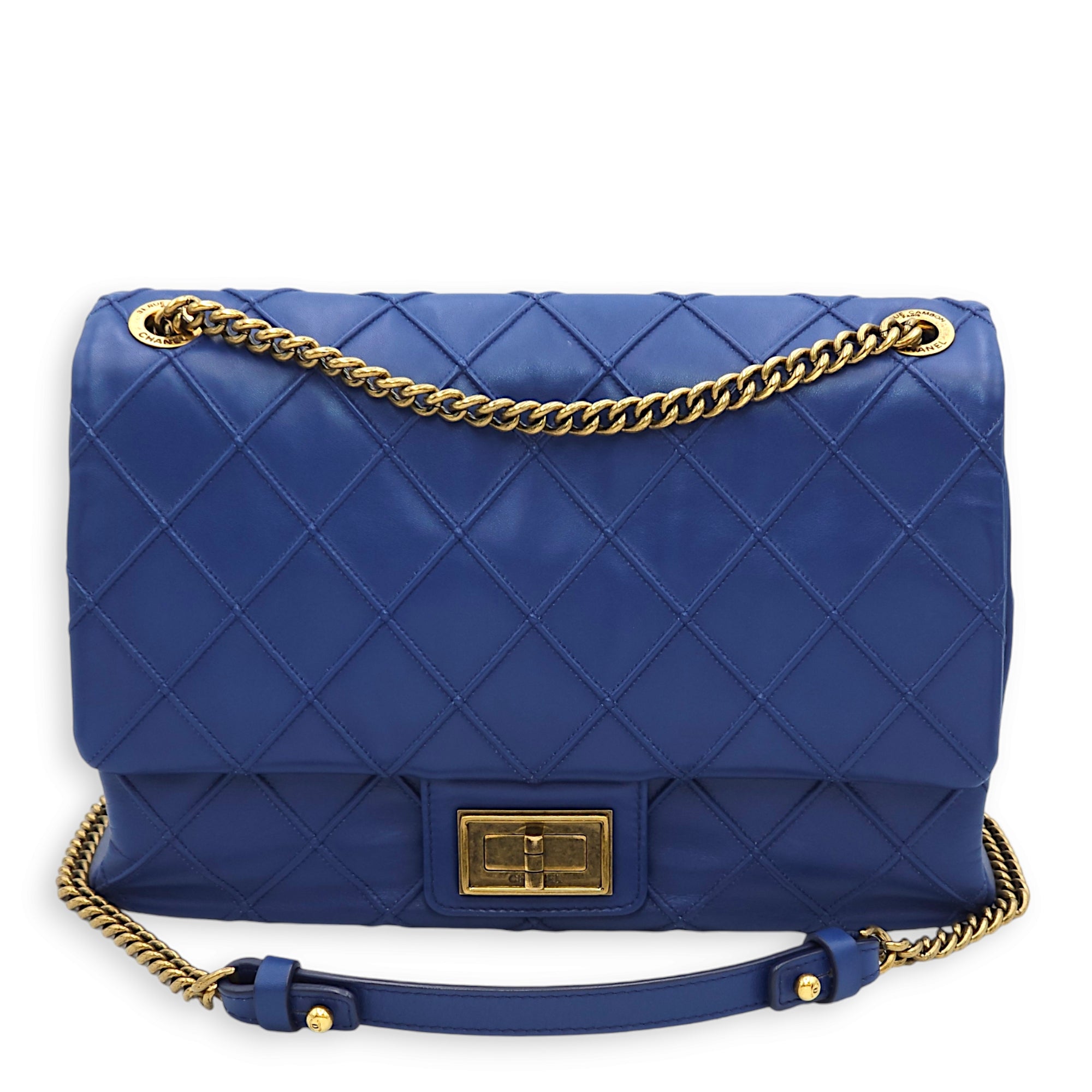 Seasonal Reissue Flap Royal Blue Shoulder Bag in Lambskin, Gold hardware