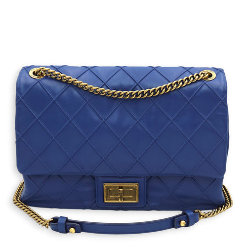 Seasonal Reissue Flap Royal Blue Shoulder Bag in Lambskin, Gold hardware