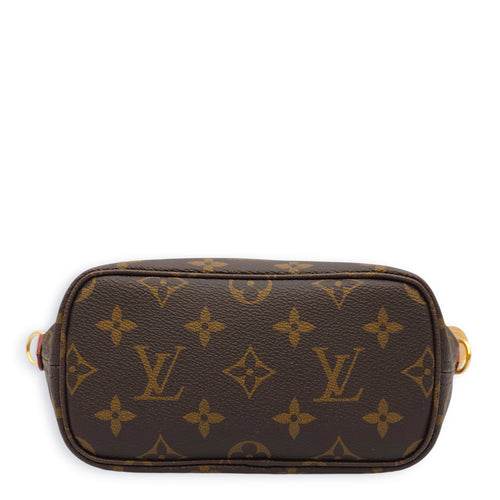 Neverfull BB Monogram and pink strap Crossbody Bag in Canvas, Gold hardware