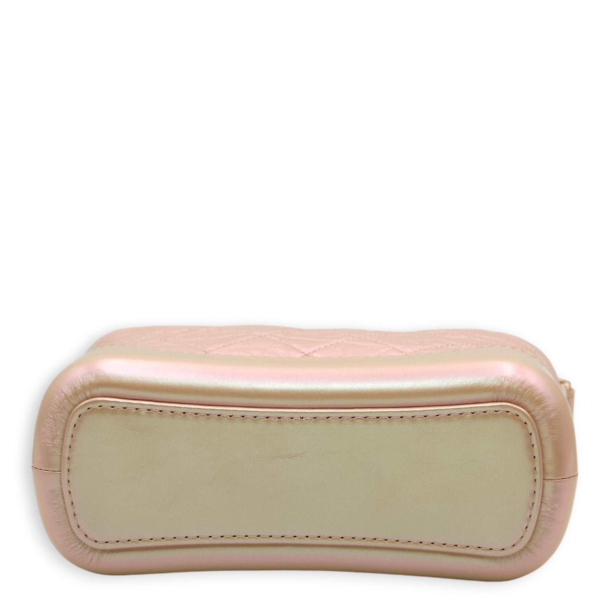 Gabrielle Small Iridescent Pink Shoulder Bag in Calfskin, Gold/Ruthenium/Silver hardware