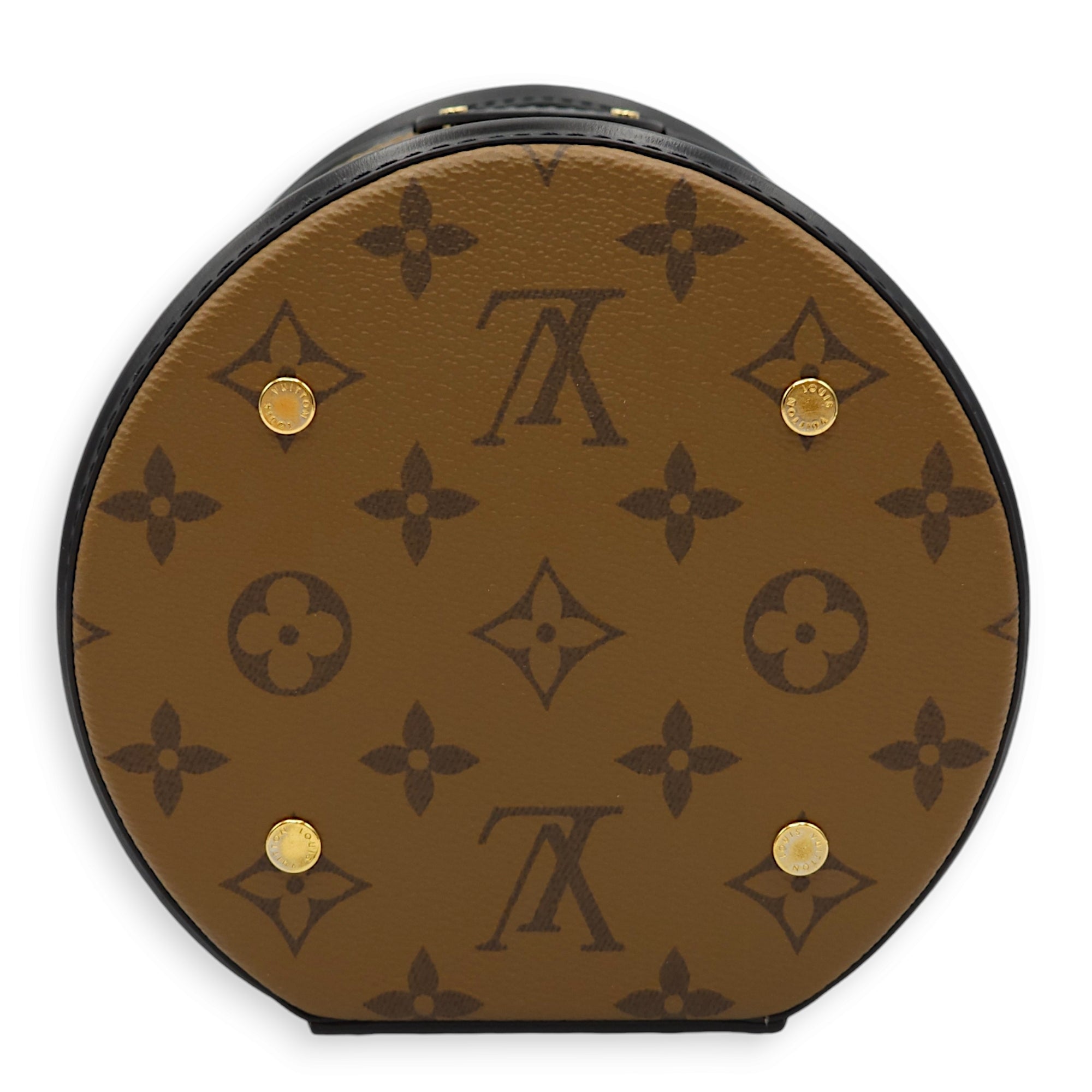 Cannes Bucket Reverse Monogram Top Handle Bag in Monogram Coated Canvas, Gold hardware