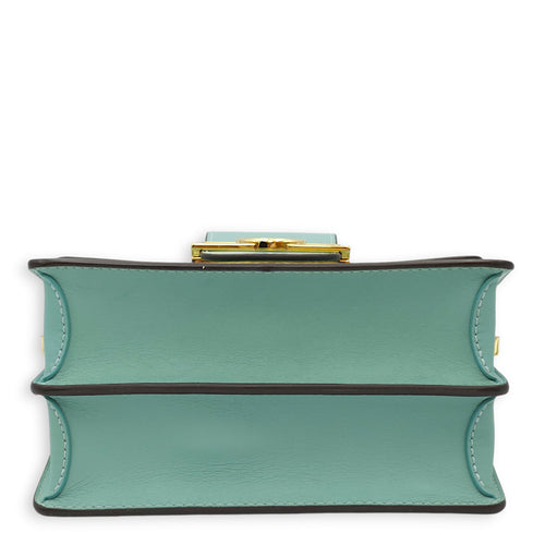 Dauphine Mini Blue Shoulder Bag in Calfskin, Gold hardware