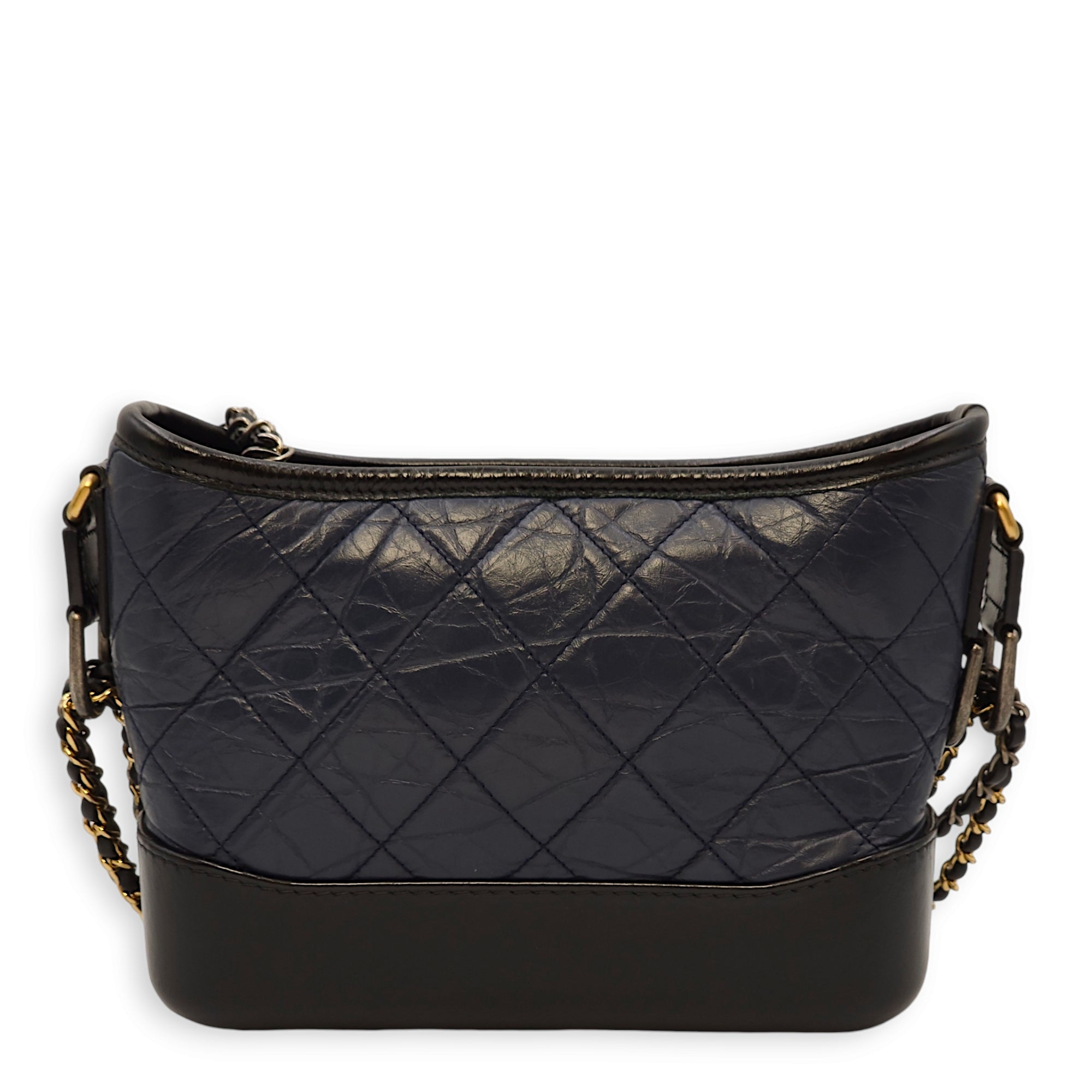 Gabrielle Small Blue/Black Shoulder Bag in Calfskin, Gold/Ruthenium/Silver hardware